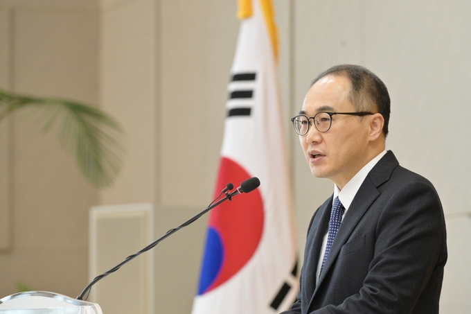 이원석 검찰총장이 지난 2일 서울 서초구 대검찰청에서 열린 2024년 상반기 검사 전출신고식에서 발언하고 있는 모습/사진=뉴시스