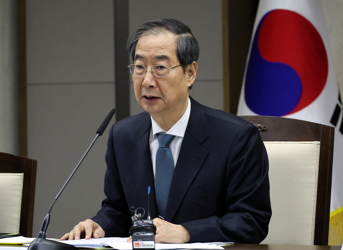 한덕수 국무총리가 28일 세종시 정부세종청사에서 열린 '제22대 국회의원 선거 지원 관계장관회의'에서 모두발언을 하고 있다./사진=뉴시스