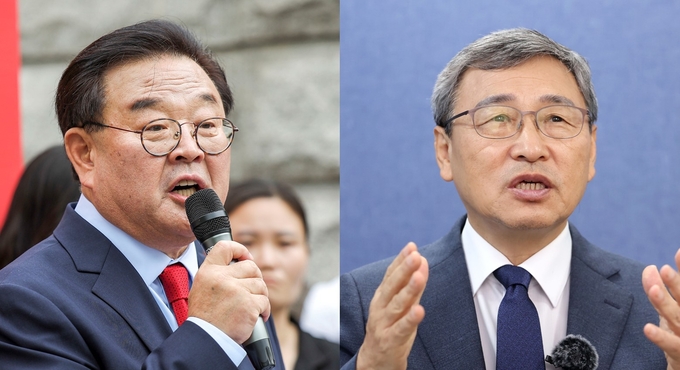서울시교육감 보궐선거에 나선 조전혁 전 한나라당 의원과 정근식 서울대 명예교수. 사진=뉴시스