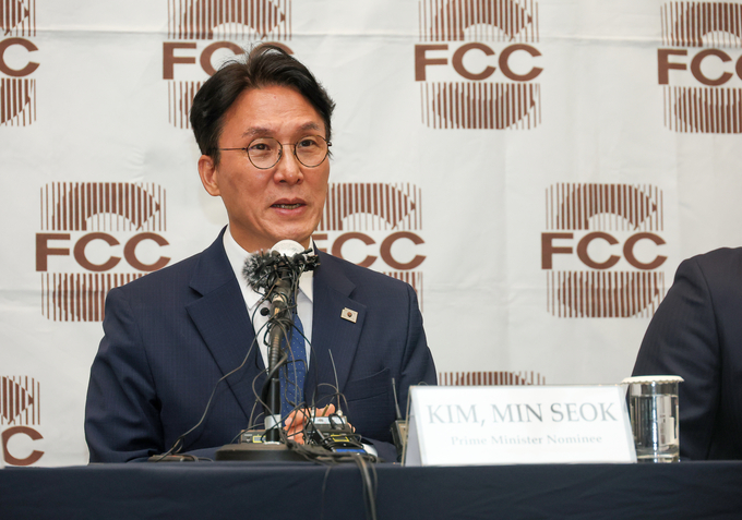 김민석 국무총리 후보자가 17일 서울 중구 한국프레스센터에서 열린 외신기자 간담회에 참석해 발언하고 있다. 사진=뉴시스